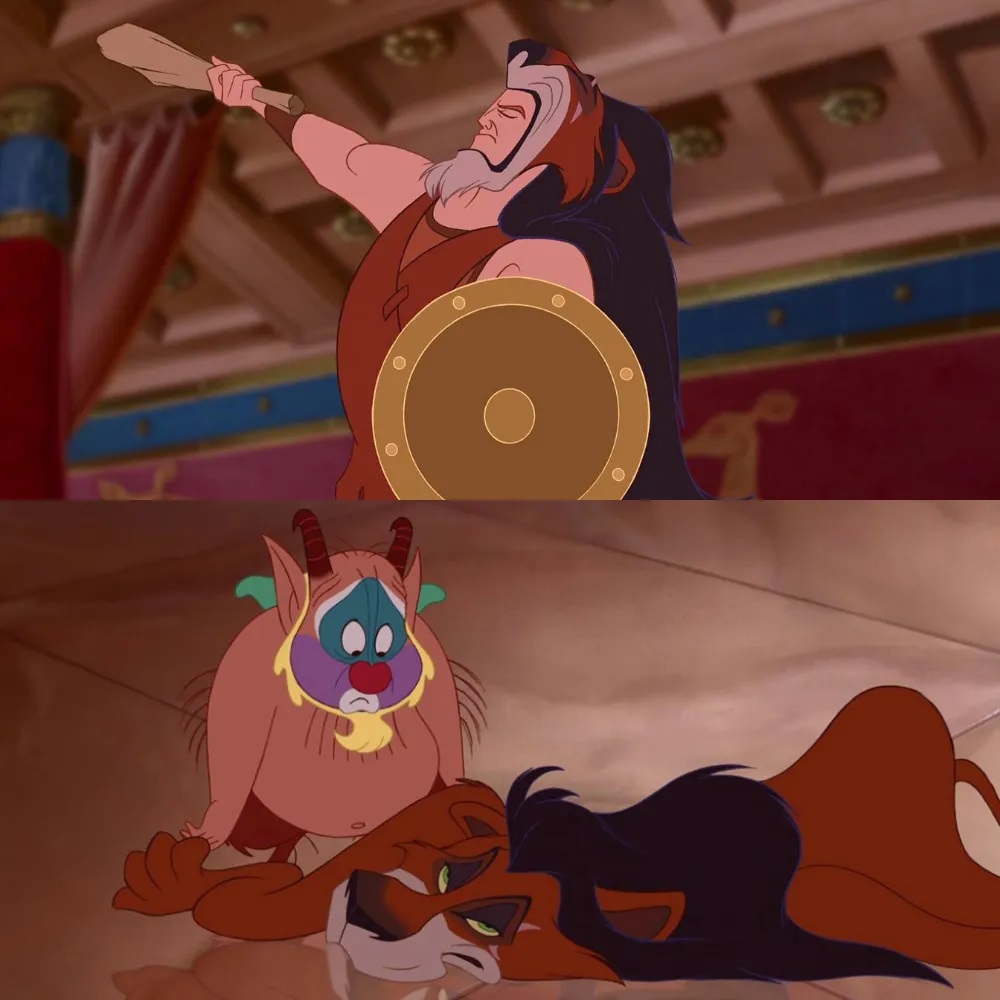 Cosas que nunca imaginaríais sobre vuestras películas Disney favoritas - Hercules conoce al Rey León